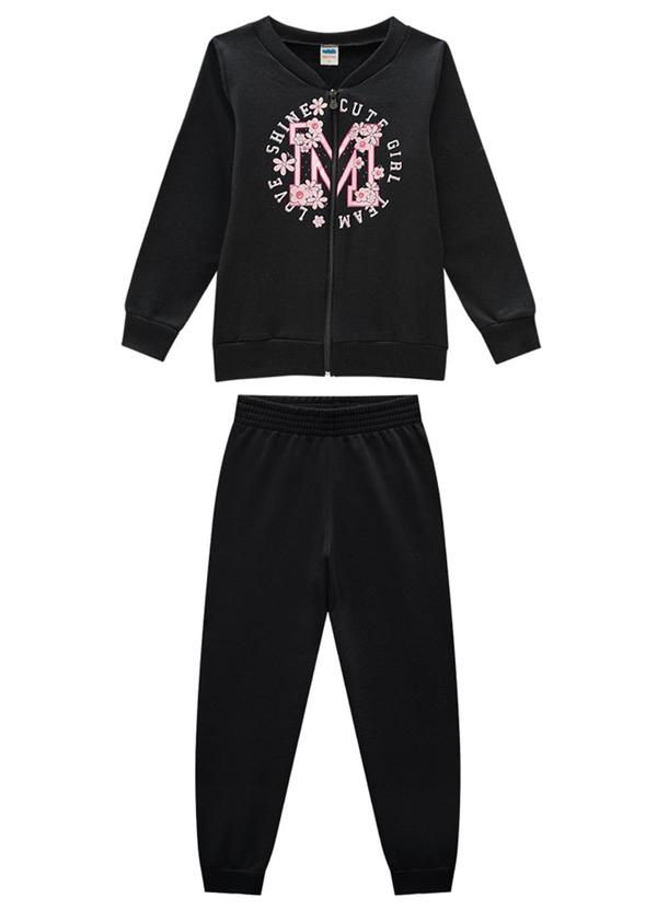 Conjunto Jaqueta e Calça em Moletom Preto
