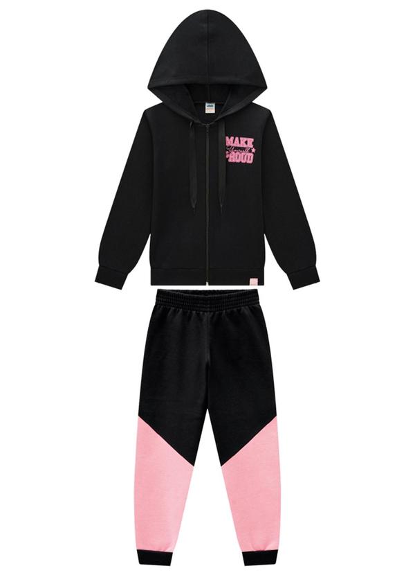 Conjunto Jaqueta e Calça em Moletom Preto