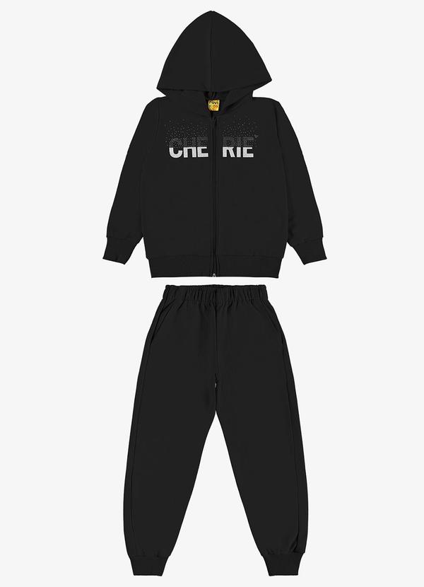 Conjunto Jaqueta e Calça Moletom Preto