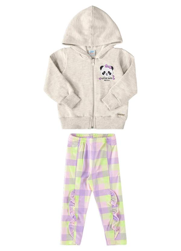 Conjunto Jaqueta e Calça Moletom Xadrez Cinza