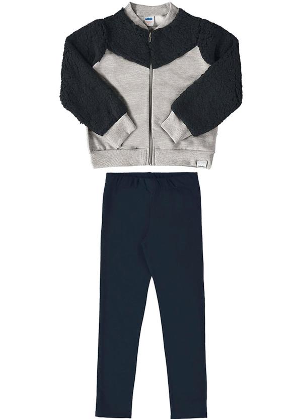 Conjunto Jaqueta Moletom e Pelo e Legging Cinza