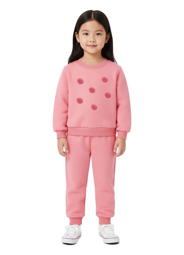 Conjunto Jogger com Pompom Rosa Claro