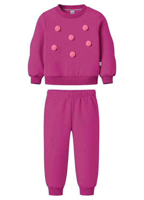 Conjunto Jogger com Pompom Rosa Escuro