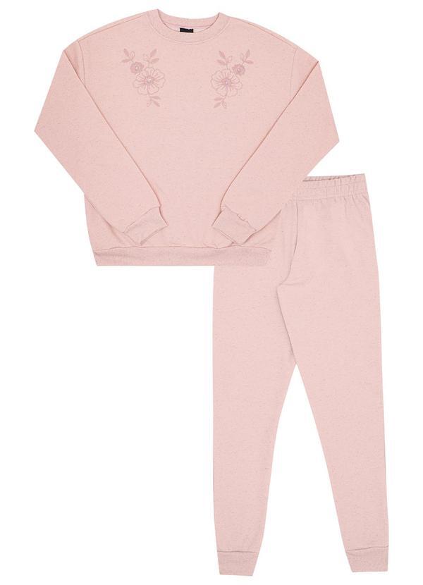 Vista 2 Conjunto Juvenil Menina Moletom Linho Rosa Pulla Bulla Pulla Bulla