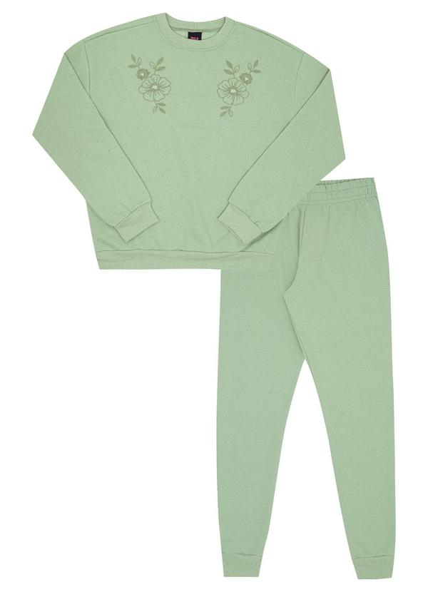 Vista 2 Conjunto Juvenil Menina Moletom Linho Verde Pulla Bulla Pulla Bulla