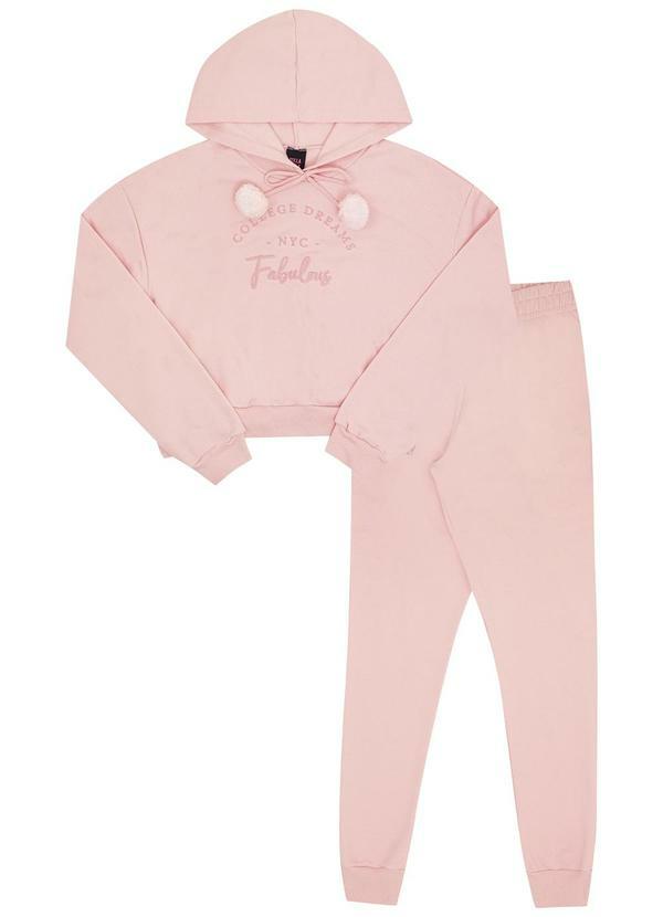Vista 2 Conjunto Juvenil Menina Moletom Rosa Pulla Bulla Pulla Bulla