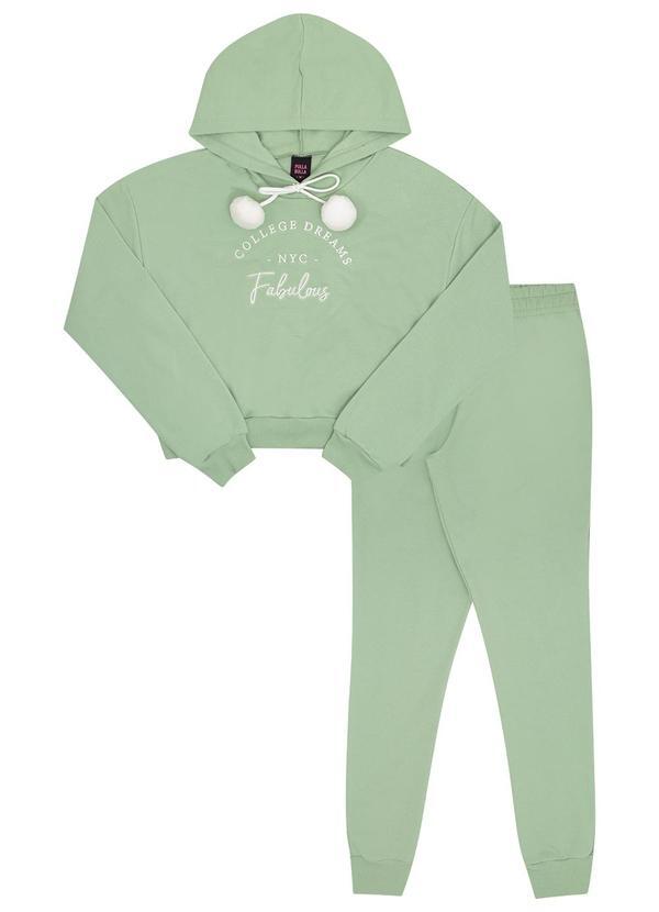 Vista 2 Conjunto Juvenil Menina Moletom Verde Pulla Bulla Pulla Bulla