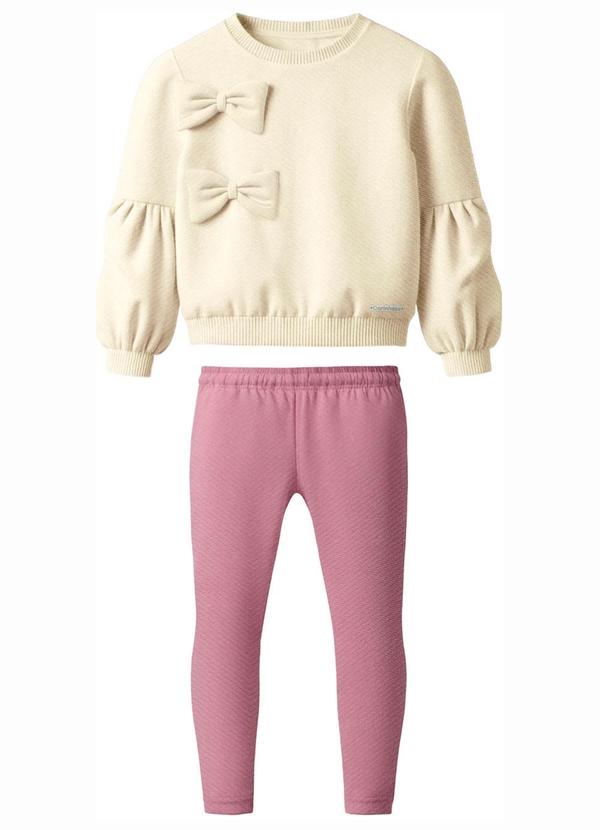 Conjunto Laços em Moletom Off White