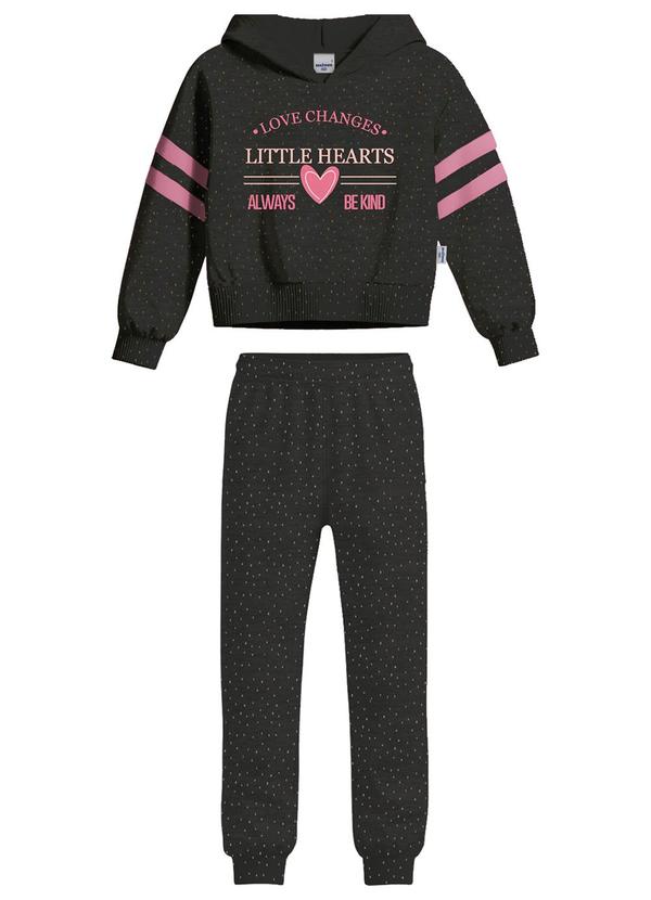 Conjunto Little Hearts em Botonê Preto