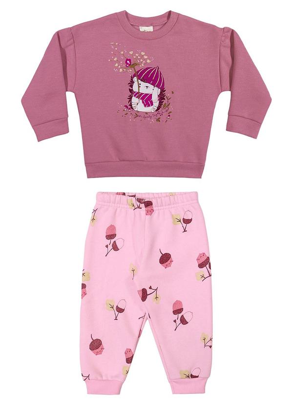 Conjunto Longo Bebê Menina Bichinho Fofo Rosa