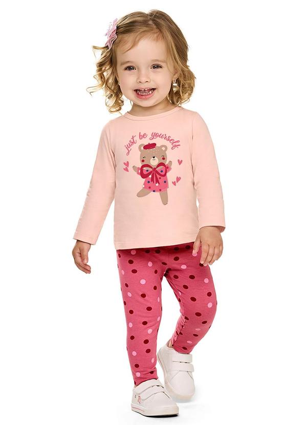 Conjunto Longo Bebê Menina com Estampa Coral