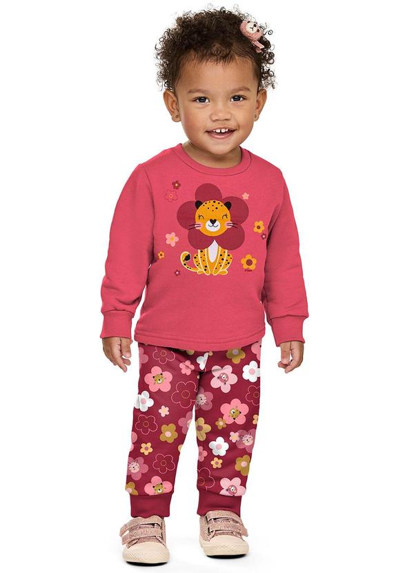 Conjunto Longo Bebê Menina Moletom Rosa