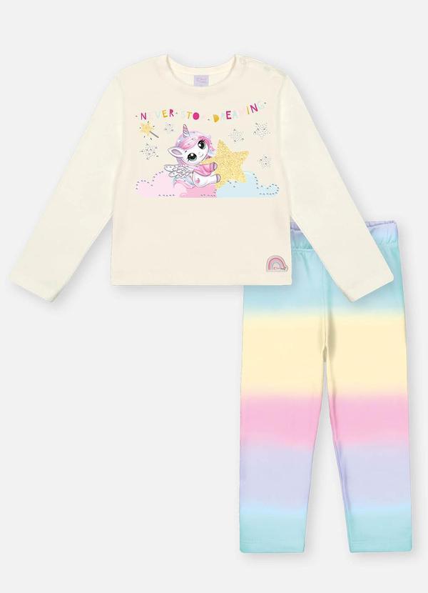 Conjunto Longo Bebê Menina Unicórnio Multicores