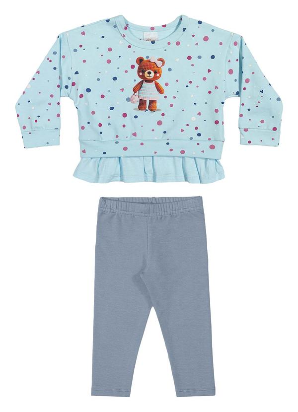 Conjunto Longo Bebê Menina Ursinha Azul