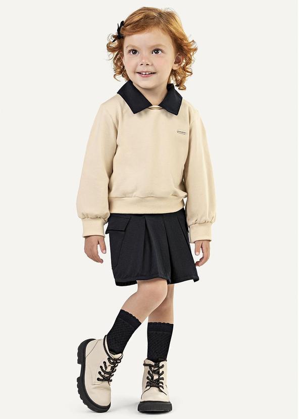 Conjunto Longo Infantil Manga Bufante Bege