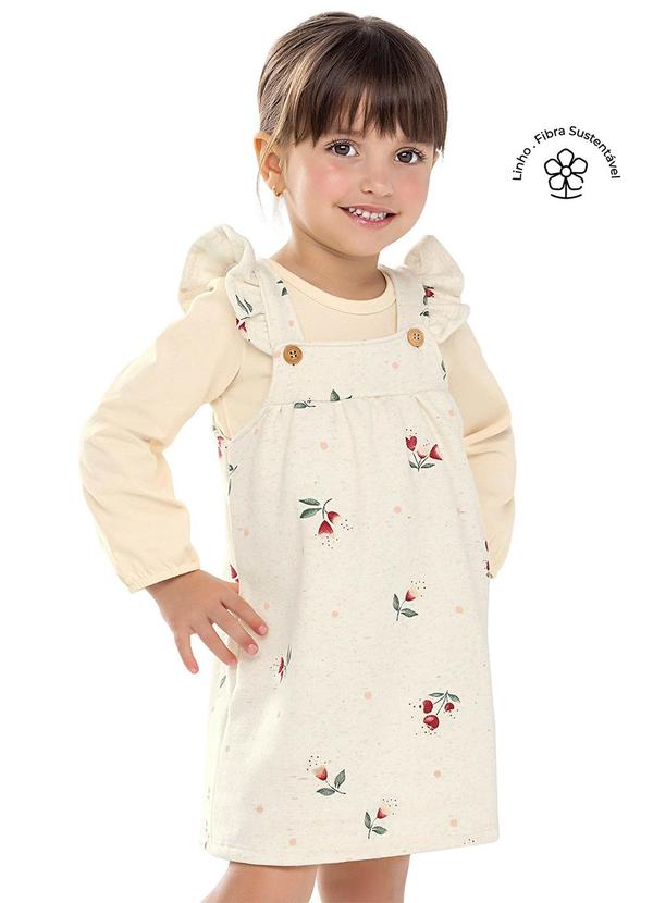 Conjunto Longo Infantil Menina Floral Bege
