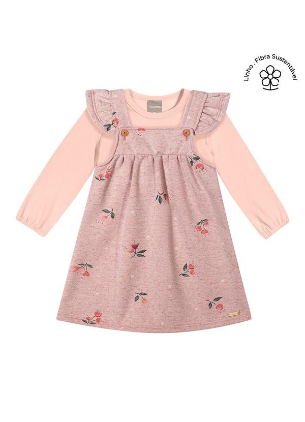 Conjunto Longo Infantil Menina Floral Rosa