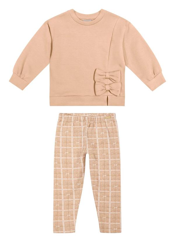 Conjunto Longo Infantil Menina Laços Bege
