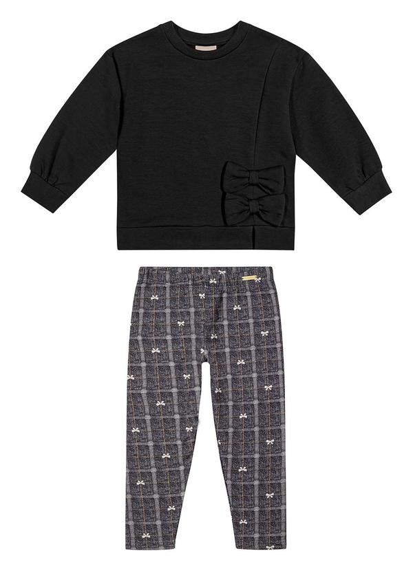 Conjunto Longo Infantil Menina Laços Preto