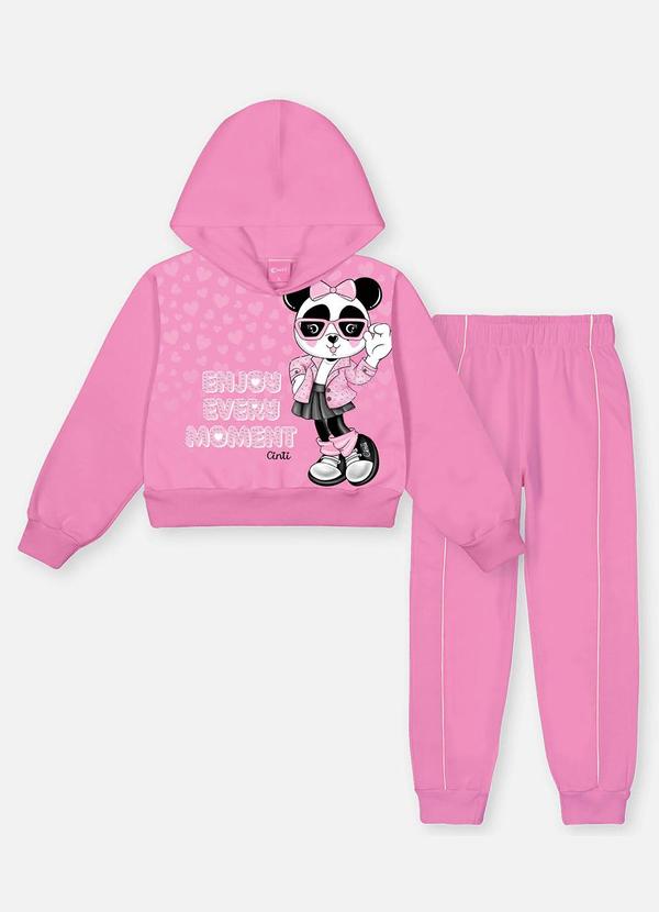 Conjunto Longo Infantil Menina Panda Moment Rosa