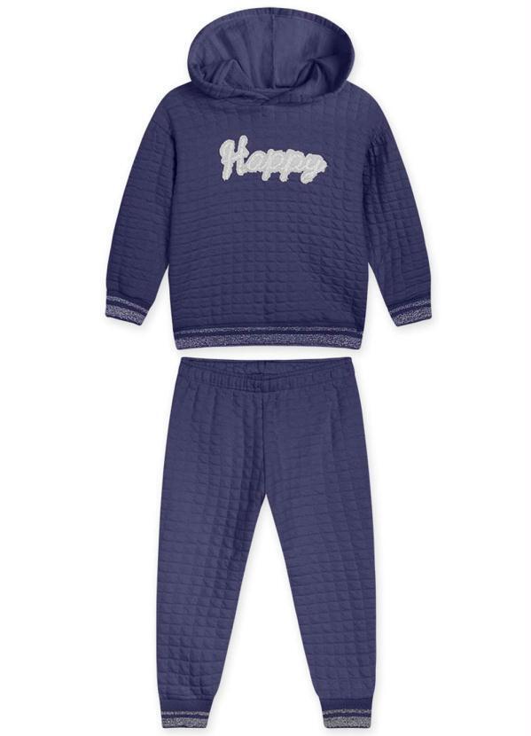 Vista 2 Conjunto Longo Matelassê Menina Azul Marisol Marisol