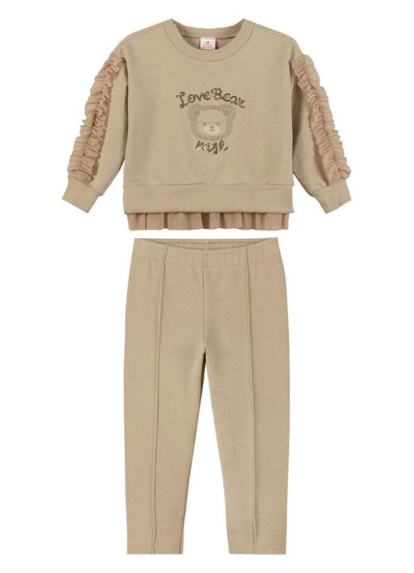 Vista 2 Conjunto Longo Moletom Infantil Bege Marisol Marisol