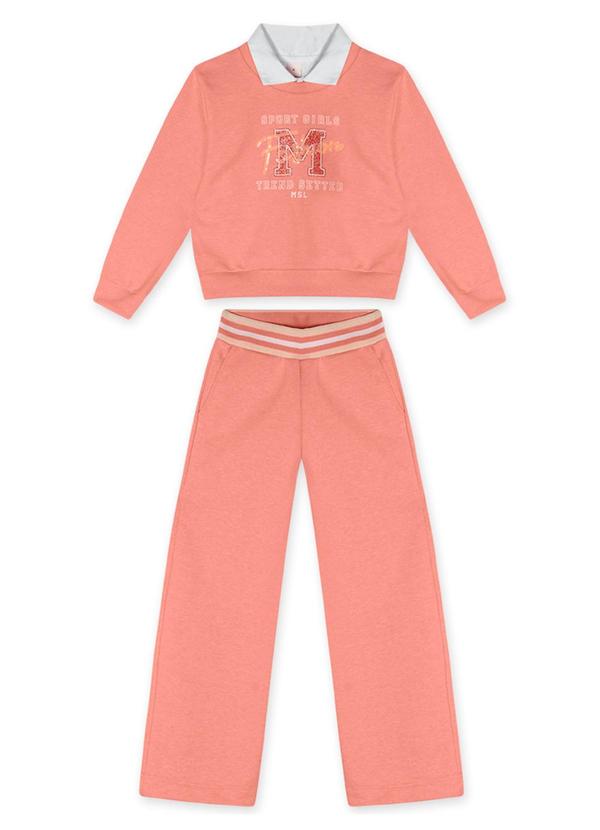 Vista 2 Conjunto Longo Moletom Infantil Laranja Marisol Marisol