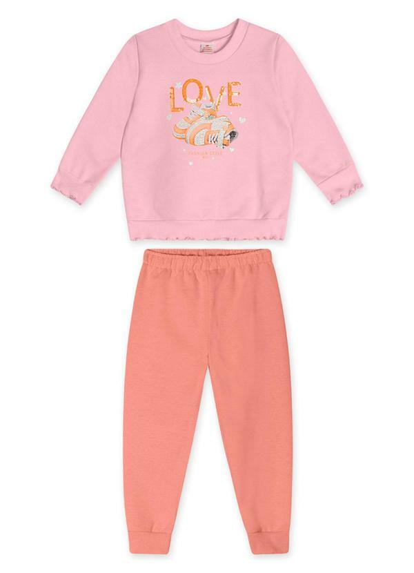 Vista 2 Conjunto Longo Moletom Infantil Lilas Marisol Marisol