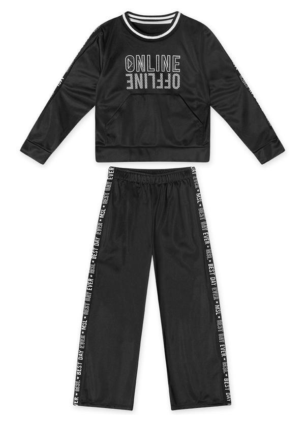 Vista 2 Conjunto Longo Moletom Infantil Preto Marisol Marisol