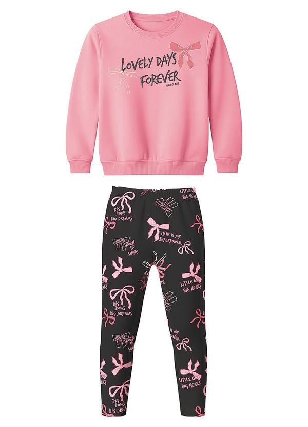 Conjunto Lovely Days em Moletom Rosa Claro