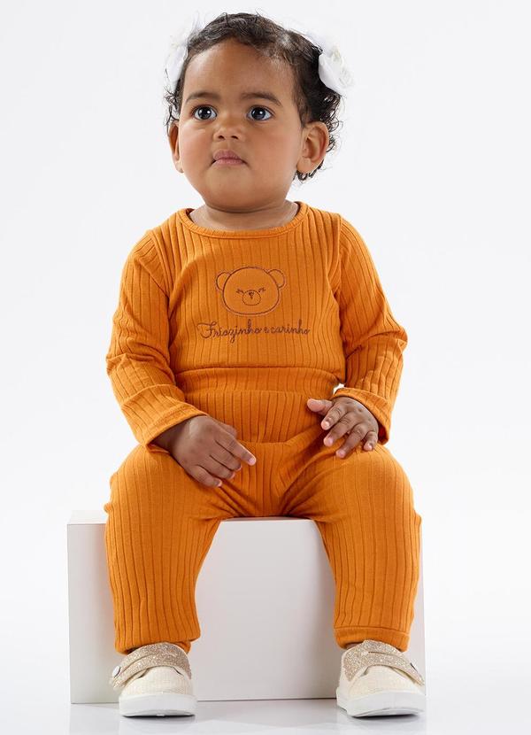 Conjunto Malha Canelada Laranja