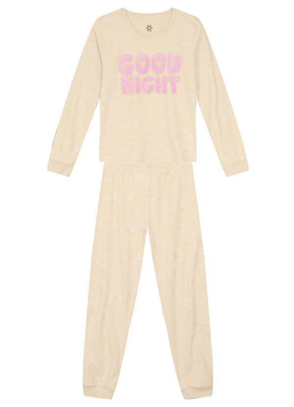 Vista 2 Conjunto Malha Infantil Menina Bege Brandili Brandili