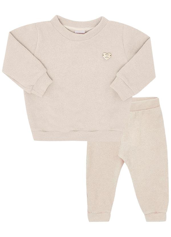 Vista 2 Conjunto Malha Tricot Bege Pulla Bulla Pulla Bulla