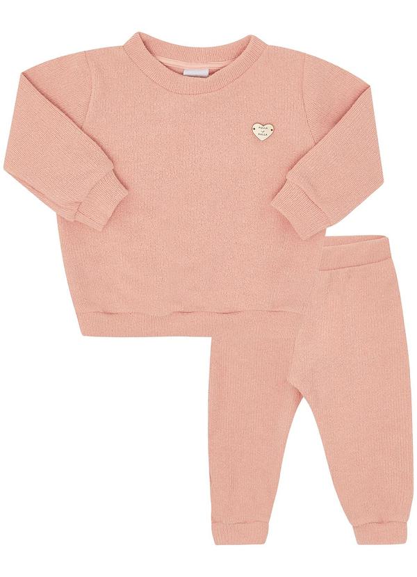 Vista 2 Conjunto Malha Tricot Rosa Pulla Bulla Pulla Bulla