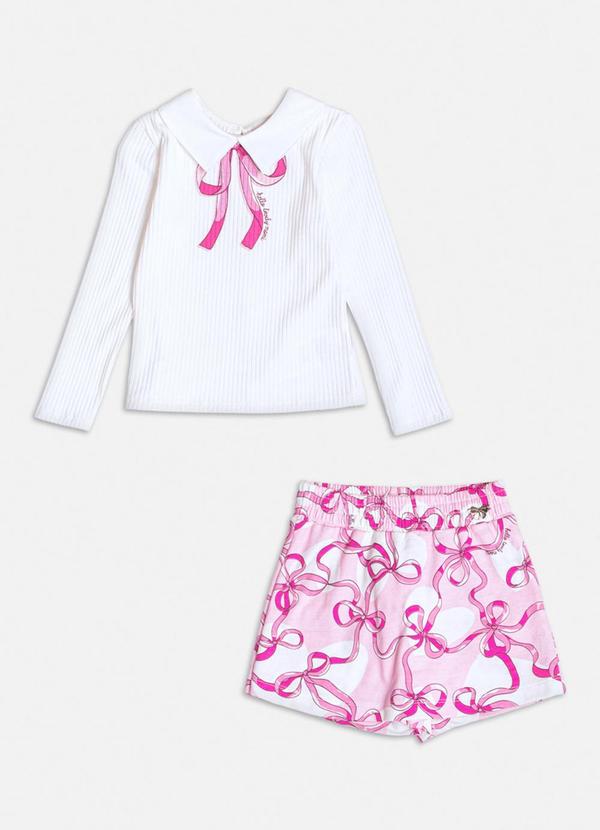 Vista 2 Conjunto Manga Longa com Laços Off White Momi Momi