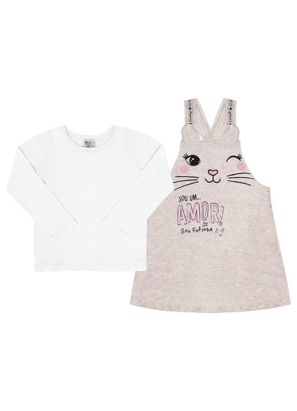 Conjunto Manga Longa Menina Cinza