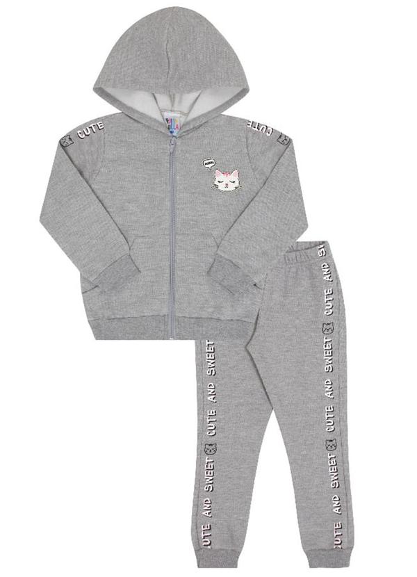 Vista 2 Conjunto Manga Longa MeninaCinza Pulla Bulla Pulla Bulla