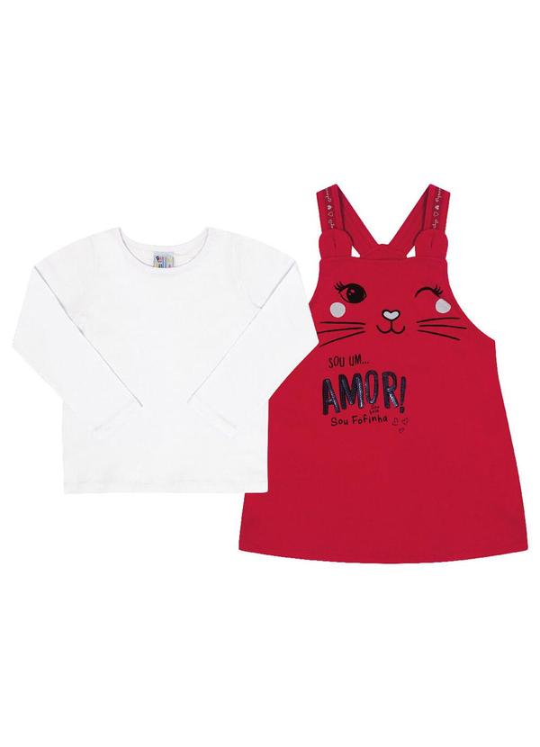 Conjunto Manga Longa Menina Vermelho