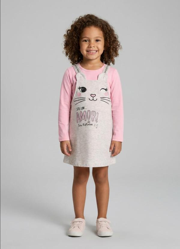 Conjunto Manga Longa Menina Cinza