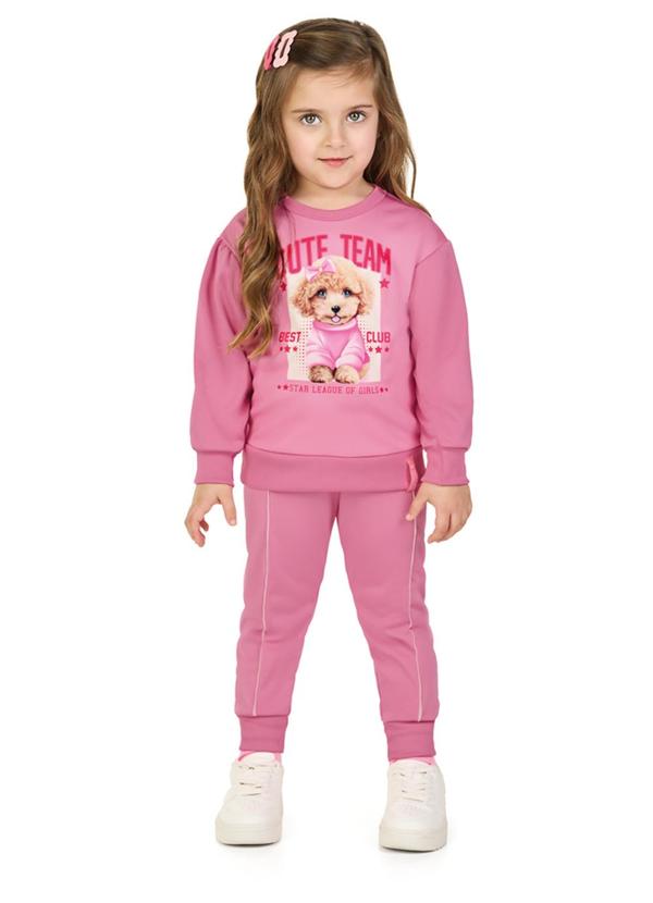 Conjunto Menina Blusão e Calça em Newtech Rosa
