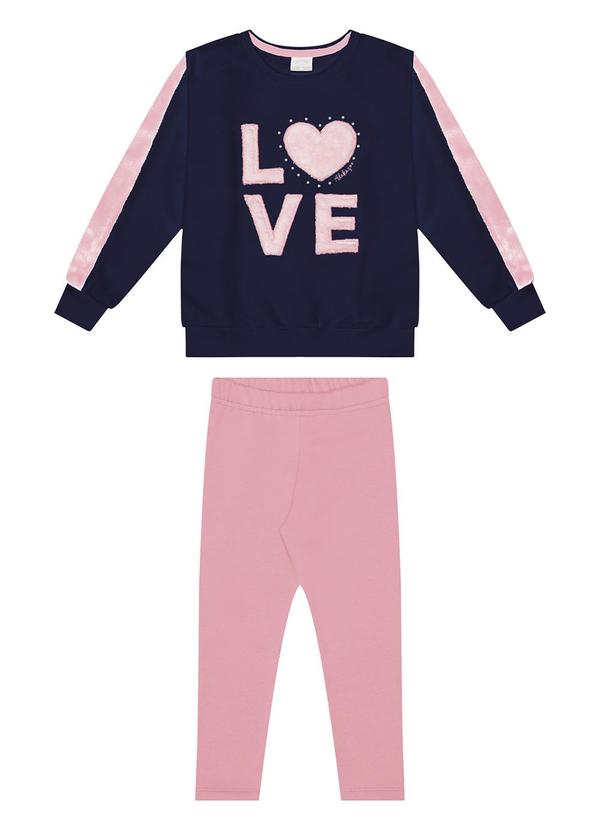 Conjunto Menina com Bordado em Pelo Fluffy Azul
