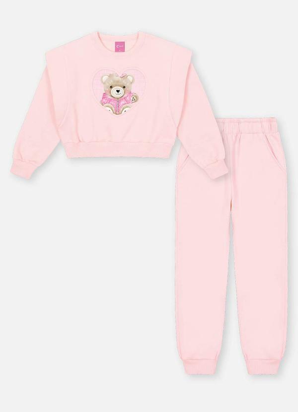 Conjunto Menina Coração Ursinha Rosa