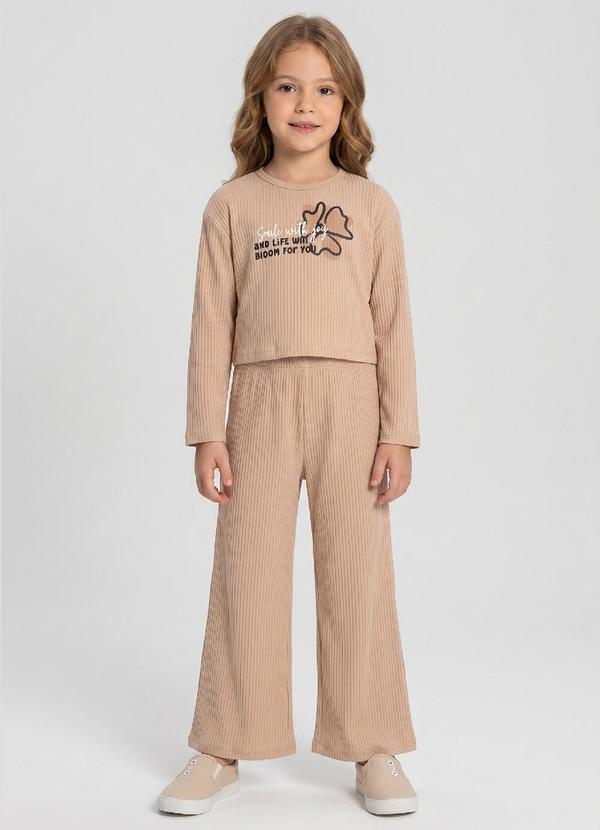 Conjunto Menina Cropped e Calça Marrom