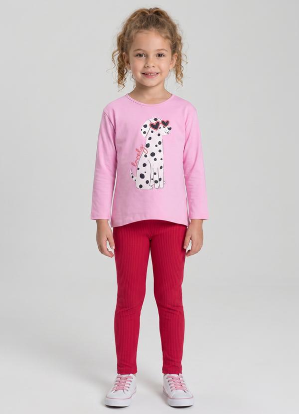 Conjunto Menina de Blusa e Legging Rosa