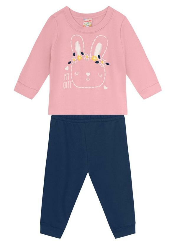 Vista 2 Conjunto Menina de Coelhinho Rosa Brandili Brandili
