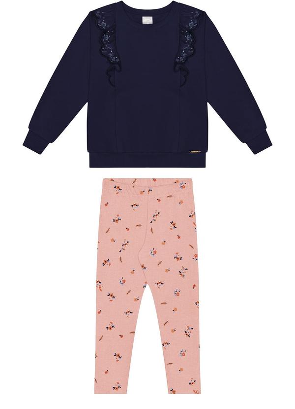 Conjunto Menina em Molecotton Felpado Salmão