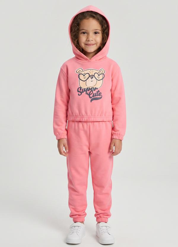 Conjunto Menina em Moletom Felpado Rosa