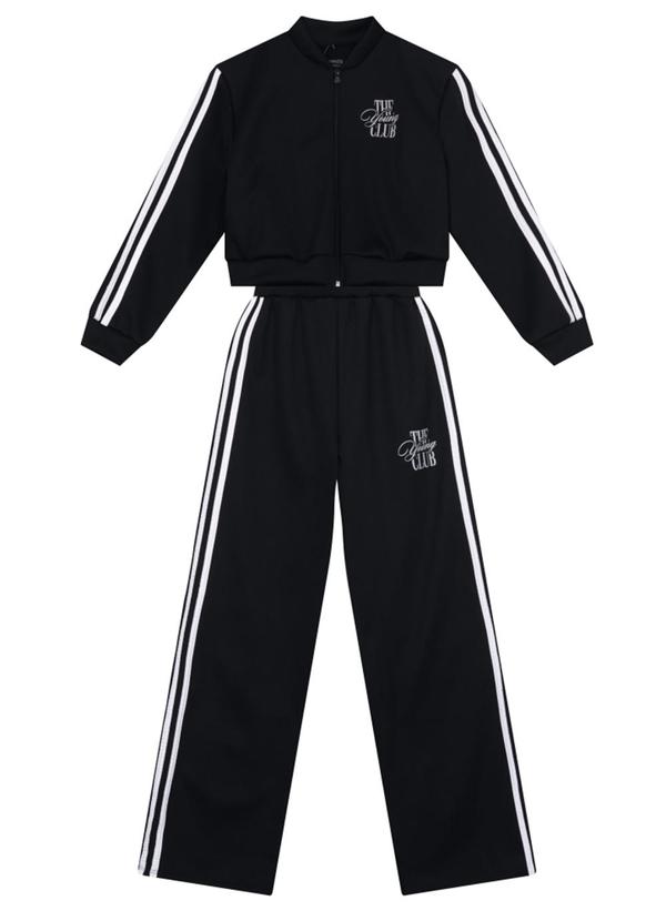 Vista 2 Conjunto Menina em Moletom Sport Preto Brandili Brandili