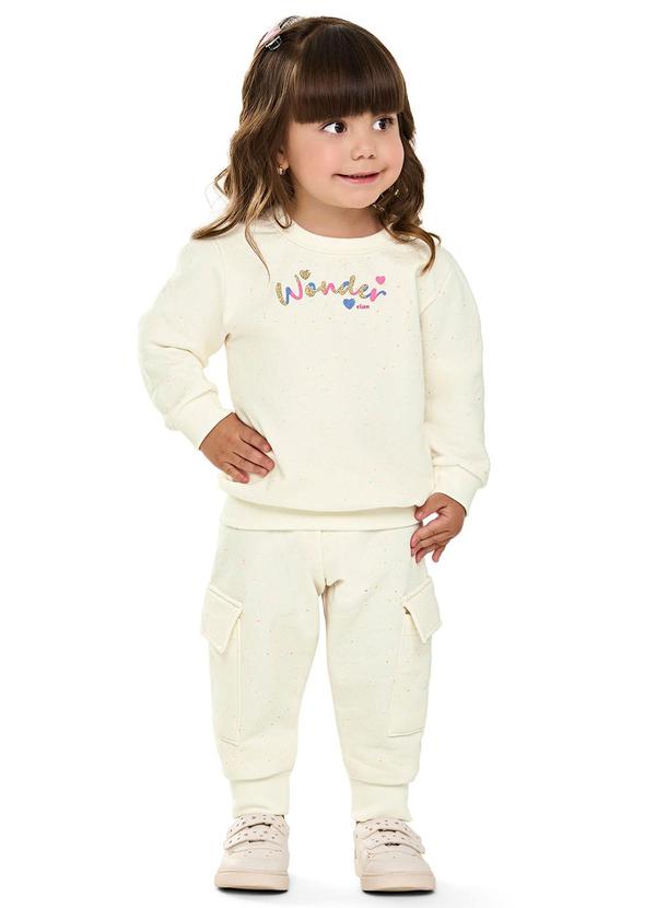 Conjunto Menina Infantil Moletom Botonê Bege