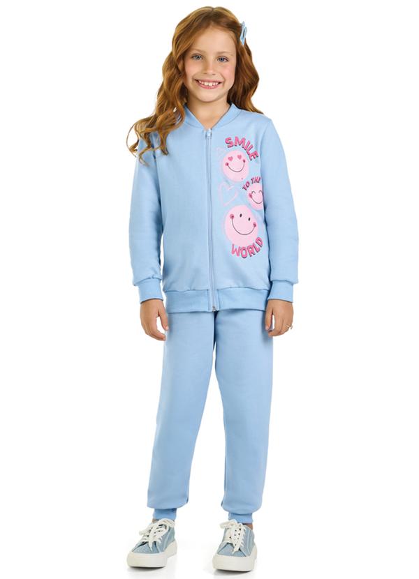 Conjunto Menina Jaqueta e Calça em Moletom Azul